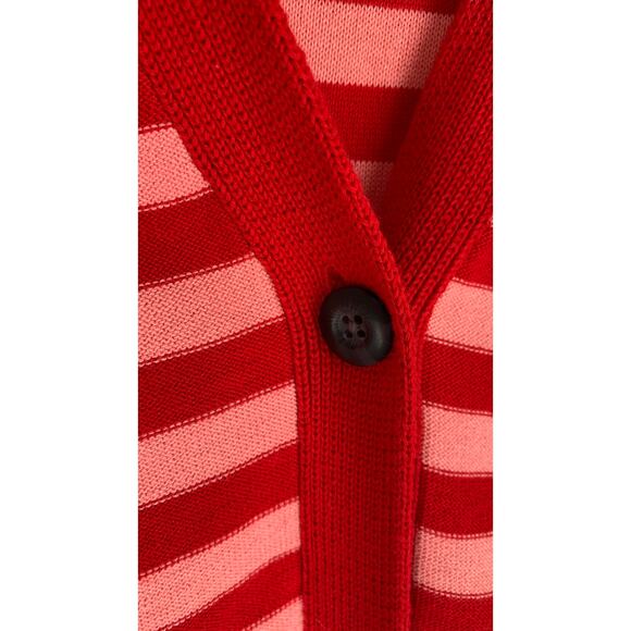 CAbi Picnic Cardigan Sweater Womens Medium Cranberry Crush Striped New Red Pink - Picture 6 of 9